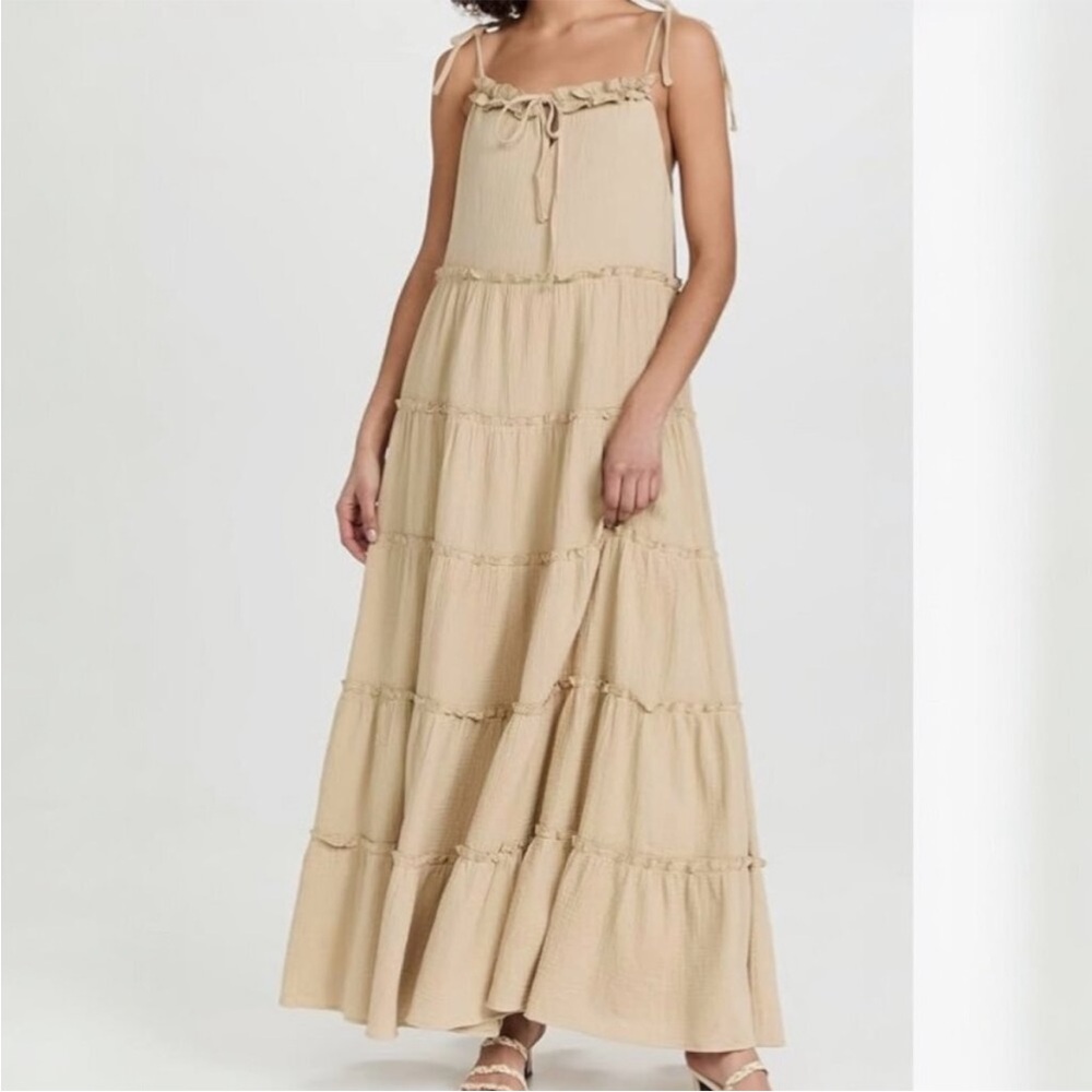 NWT Charlie‎ holiday senorita maxi dress tiered women’s Brown